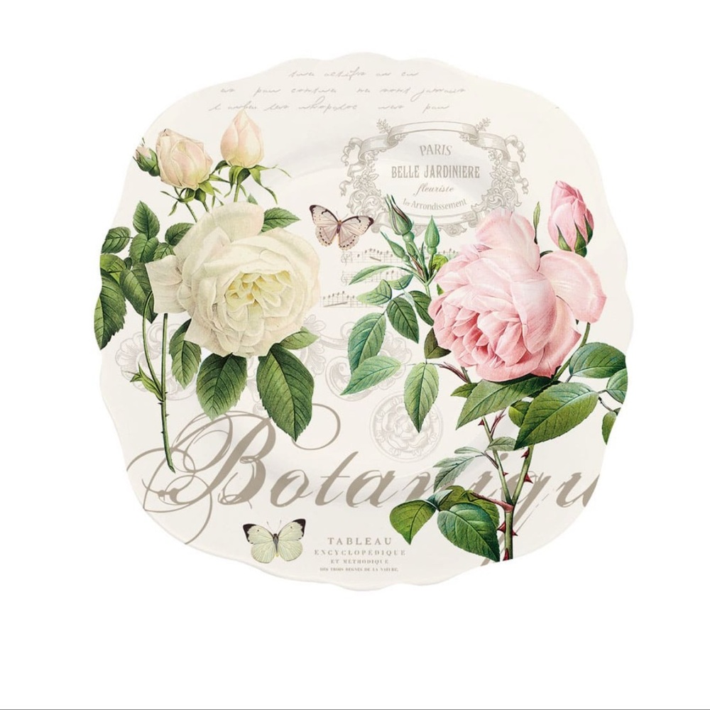 NIB Easy Life Set of 4 Dessert Plates - Jardin Botanique High Quality Fine China